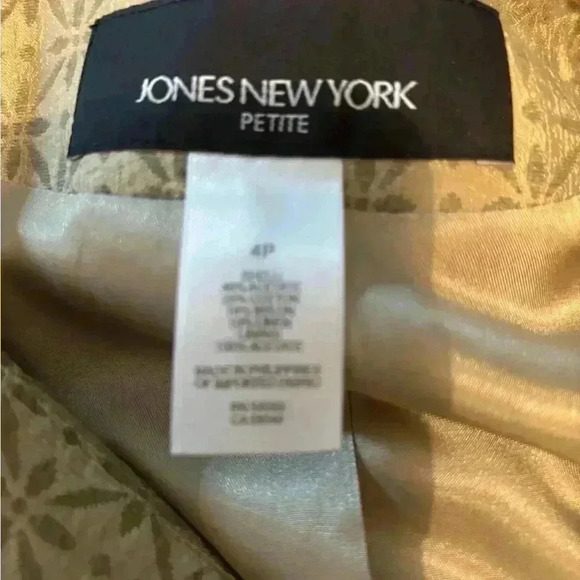 Jones of New York Cream and Olive Patterned Blazer Size 4 petite vintage - Picture 3 of 3